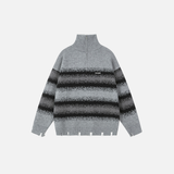 Y2K Retro Stripe Half Zip Turtleneck Sweater