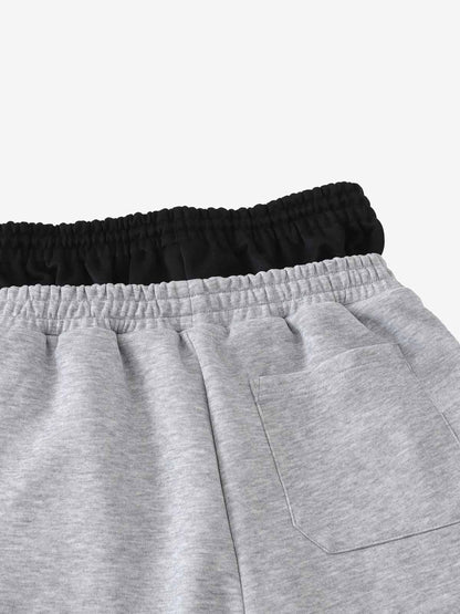 Layered Double-Waistband Wide-Leg Sweatpants; Flower Ash / S, Flower Ash / M, Flower Ash / L, Flower Ash / XL, Flower Ash / 2XL