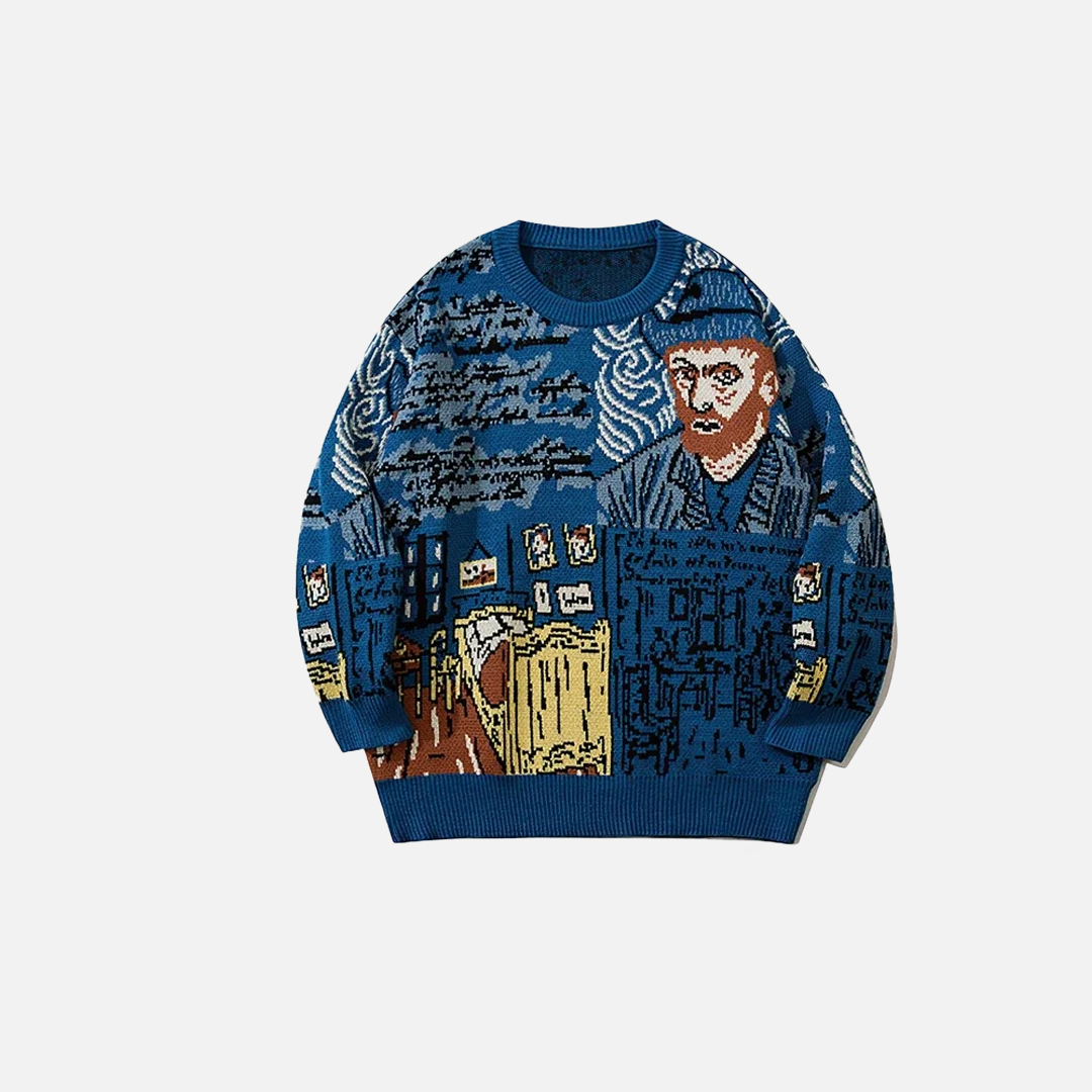 Cozy Cartoon Jacquard Knit Pullover Sweater