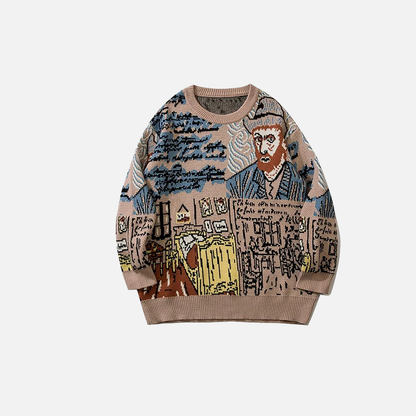 Cozy Cartoon Jacquard Knit Pullover Sweater
