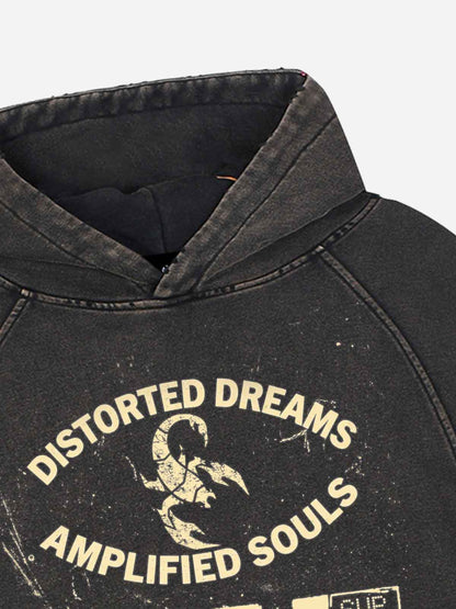 Scorpion Graphic Washed Distressed Hoodie; Washed Black Gold / M, Washed Black Gold / L, Washed Black Gold / XL, Washed Black Gold / 2XL