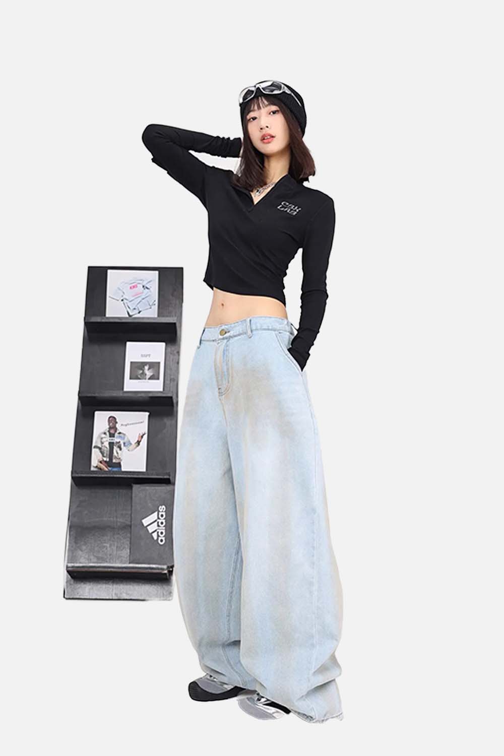 Vintage Light Blue Washed Hip Pants