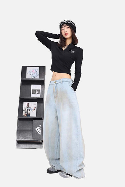 Vintage Light Blue Washed Hip Pants