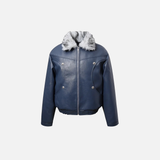 Breathable Y2K Fur Collar Leather Motorcycle Jacket