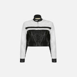 Y2K Biker Patchwork Crop Jacket