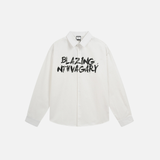 Breathable Graffiti Print Loose Fit Button-Up Casual Shirt