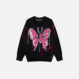 Women Sweet Vibrant Butterfly Graphic Knit Sweater