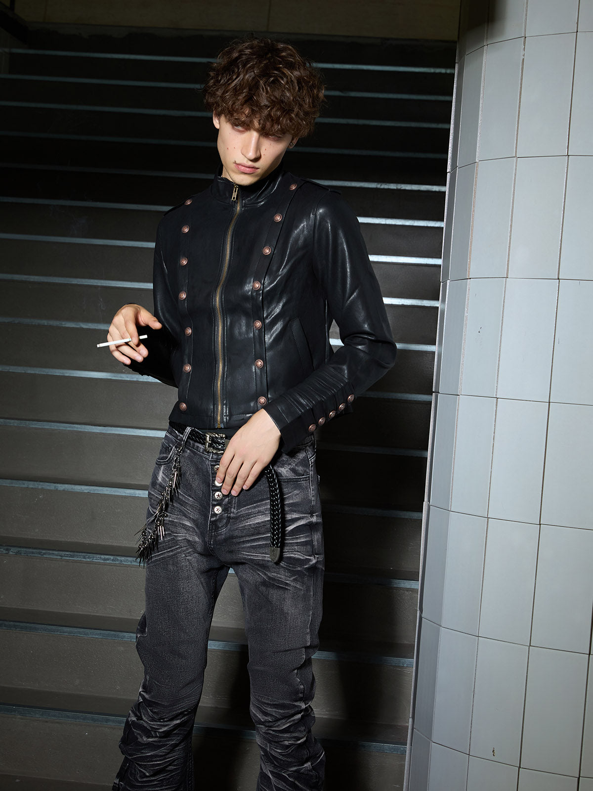 Napoleon Faux Leather Jacket; Black / S, Black / M, Black / L