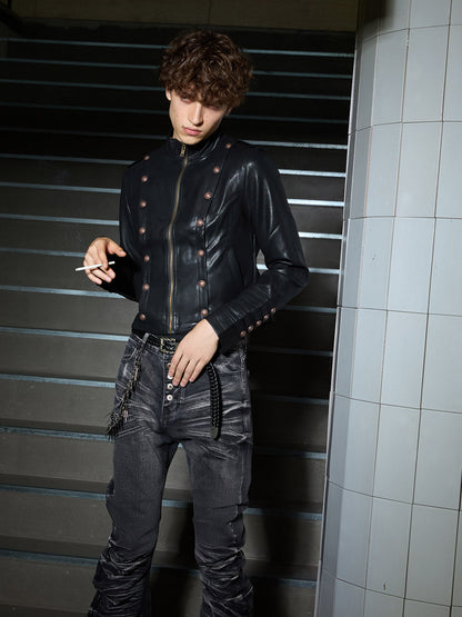 Napoleon Faux Leather Jacket; Black / S, Black / M, Black / L