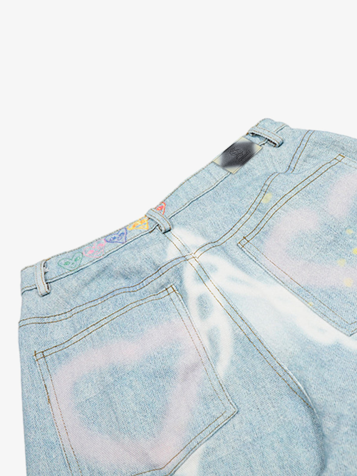American Vintage Street-Style Graffiti Jeans; Blue / S, Blue / M, Blue / L, Blue / XL
