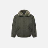 Stylish Multi Pocket Faux Fur Collar Jacket