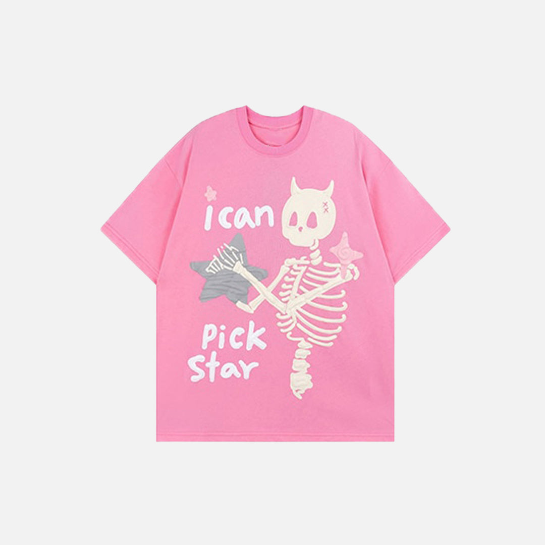"I Can Pick Star" Devil Horn Skull T-shirt