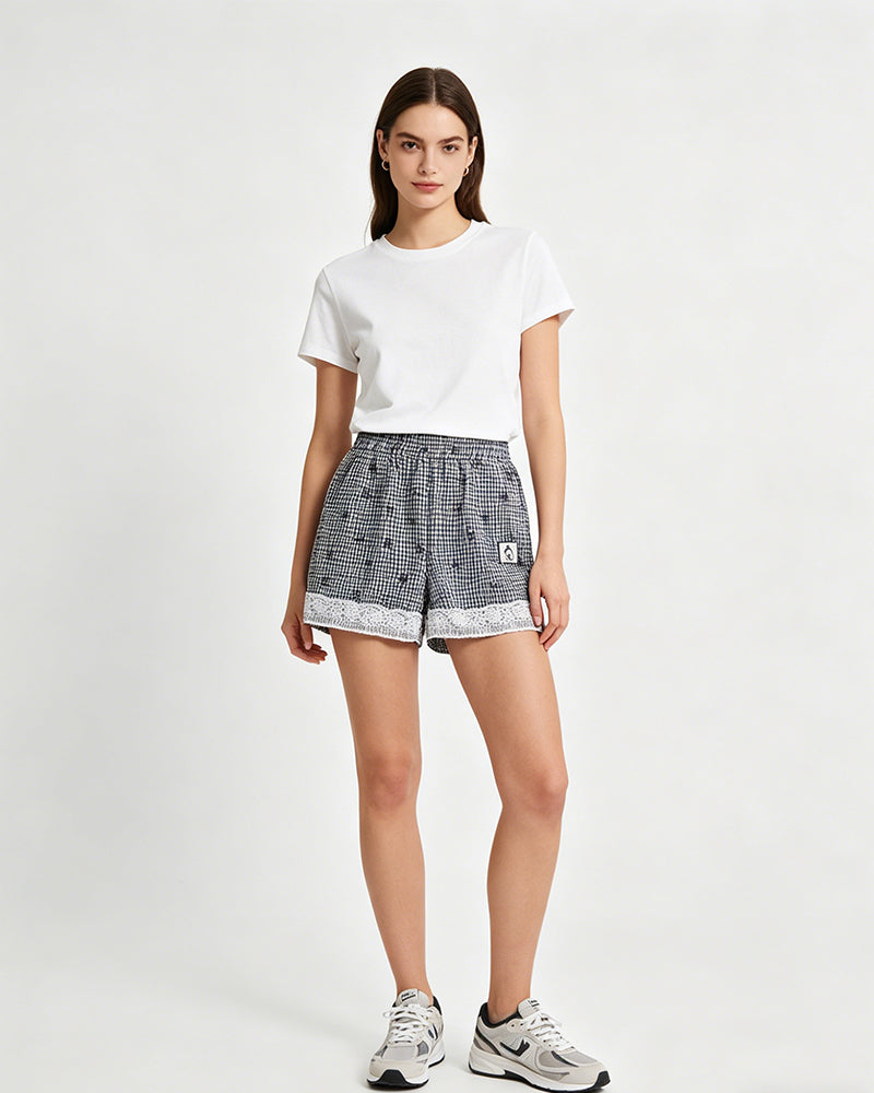 Bow Detail Gingham Shorts