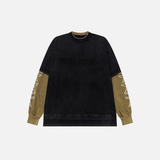 Retro Letter Printed Fake Two Piece Long Sleeve T-Shirt