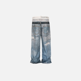 Y2K Streetwear Blue Graphic Baggy Hip Hop Jeans