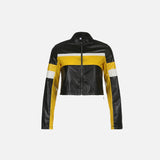 Y2K Biker Patchwork Crop Jacket