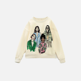 Breathable Loose Retro Round Neck Printed Sweatshirt