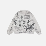 Preppy Hip Hop Oversized Printed Sweatshirt