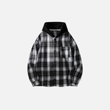 Streetwear Plaid Hooded Long Sleeve Shirt