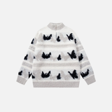Butterfly Pattern Half Zipper Sweater