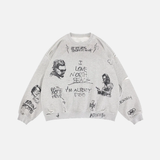 Preppy Hip Hop Oversized Printed Sweatshirt