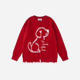 Women Effortless Oversized Ripped Knit Sweater