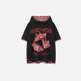 Y2K Butterfly Print Hooded Short Sleeve Ripped T-Shirt