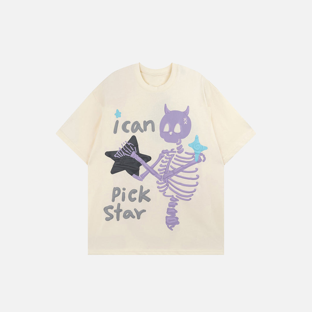 "I Can Pick Star" Devil Horn Skull T-shirt