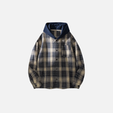 Streetwear Plaid Hooded Long Sleeve Shirt