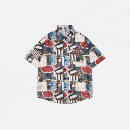 Graphic Patchwork Short Sleeve Shirt