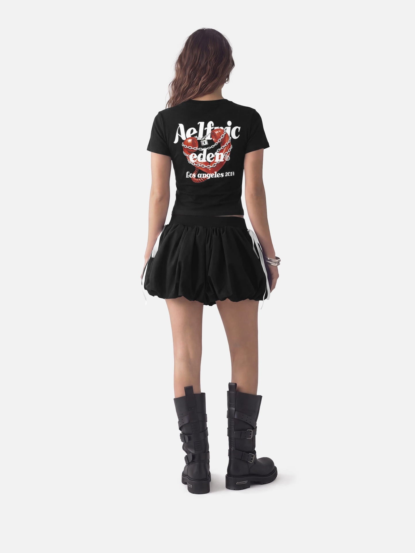 Drawstring Puff Mini Skirt