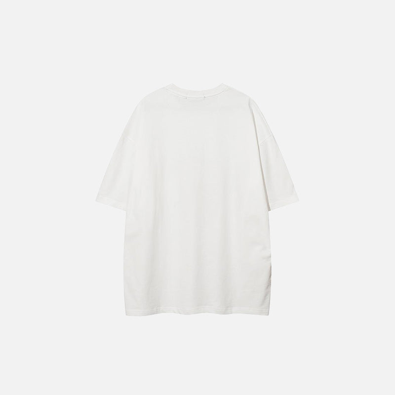 Back view of the white Abstract Statement T-shirt in a gray background