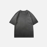 Back view of the grey Vintage Graphic Washed T-shirt in a gray background