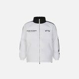 Front view of the white Oversized Loose Padded Puffer Jacket in a gray background
