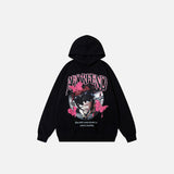 Solid Color Graphic Print Hoodie