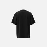 Back view of the black Celestial Bloom T-shirt in a gray background