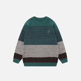 Retro Striped Patchwork Sweater