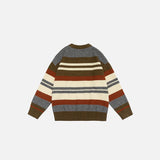Back view of the dark grey Retro Multi-Stripe Sweatshirt in a gray background