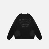 Letter Embroidery Washed Sweatshirt