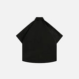 Back view of the black Loose Retro Cargo Shirt in a gray background 