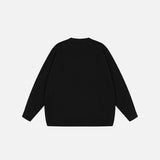 Back view of the black Ethereal Rose Sweater in a gray background