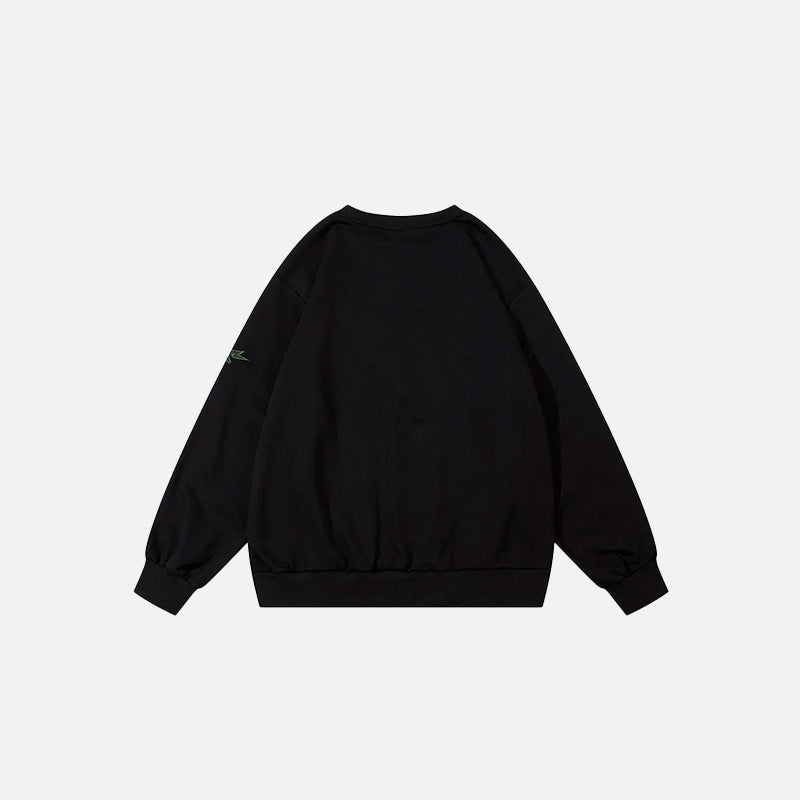 Back view of the black Battle Vibes Camo Sweatshirt in a gray background