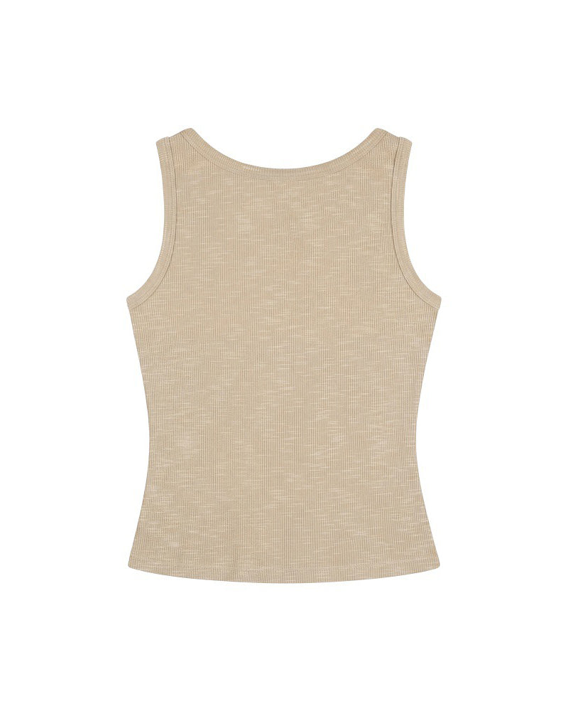 Essential Ribbed Button Tank Top