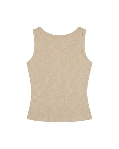 Essential Ribbed Button Tank Top