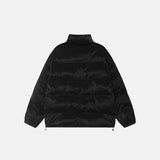 Back view of the Black Loose PU Leather Jacket in a gray background