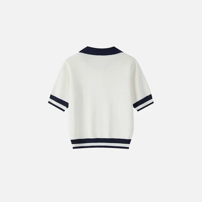 Chic Polo Collar Knit T-Shirt