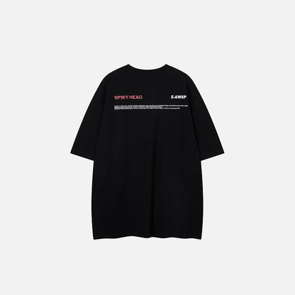 Back view of the black 90's Blurring Graphic T-shirt in a gray background