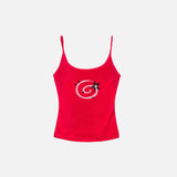 Front view of the red Galaxy Whirl Tank in a gray background