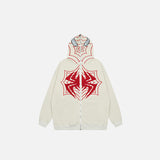 Spider Embroidery Zip-up Hoodie
