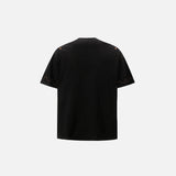 Back view of the black Pawfectly Yours Apparel T-Shirt in a gray background